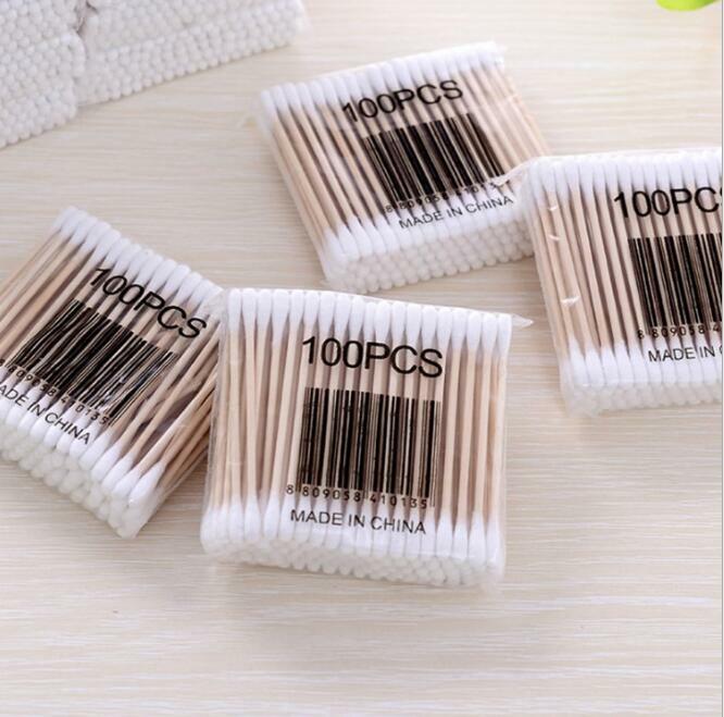 200PCS Double Head Cotton Swab Women Makeup Cotton Buds Tip For Medical Wood Sticks Nose Ears Cleaning  Cotton Buds Makeup Tool