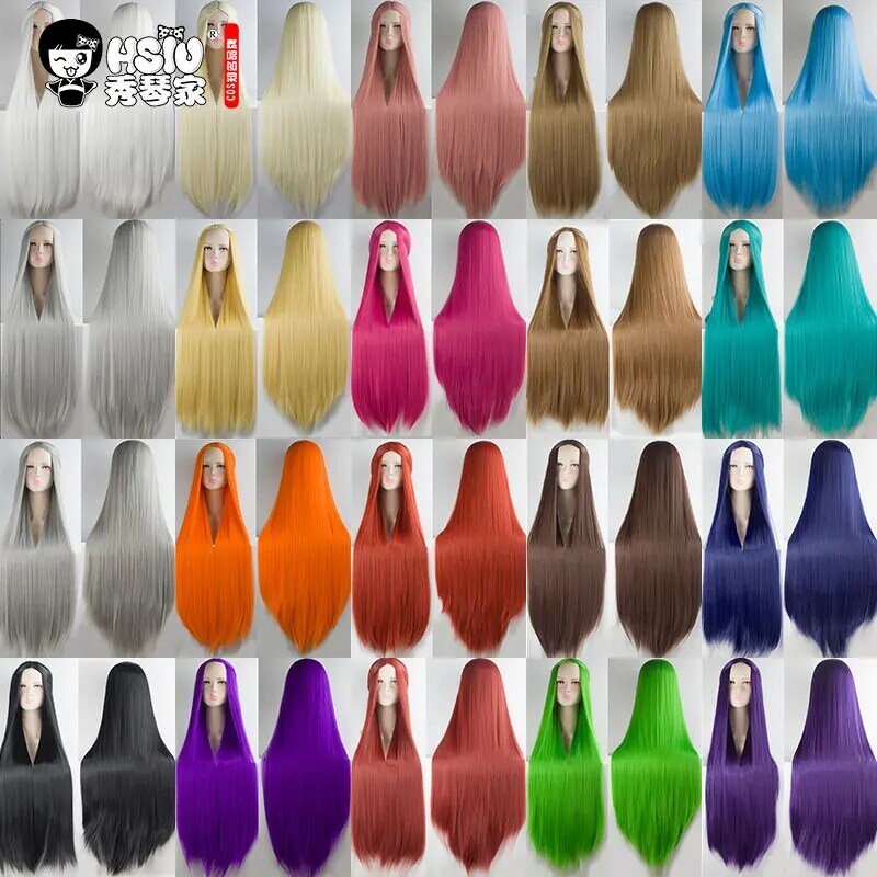 HSIU-peluca larga de fibra sintética para cosplay, pelo de fiesta de alta temperatura, 100cm, 21 colores