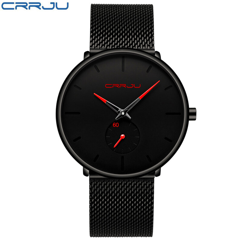 CRRJU Quartz Watch para homens e mulheres, relógio de pulso ultra fino, relógios, moda unisex