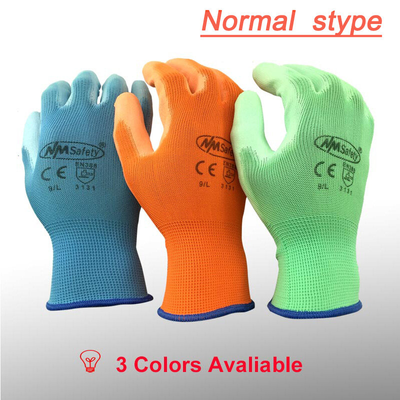 NMSAFETY 12 par robocze rękawice ochronne męskie elastyczne rękawice ochronne z nylonu lub poliestru profesjonalne materiały bezpieczeństwa