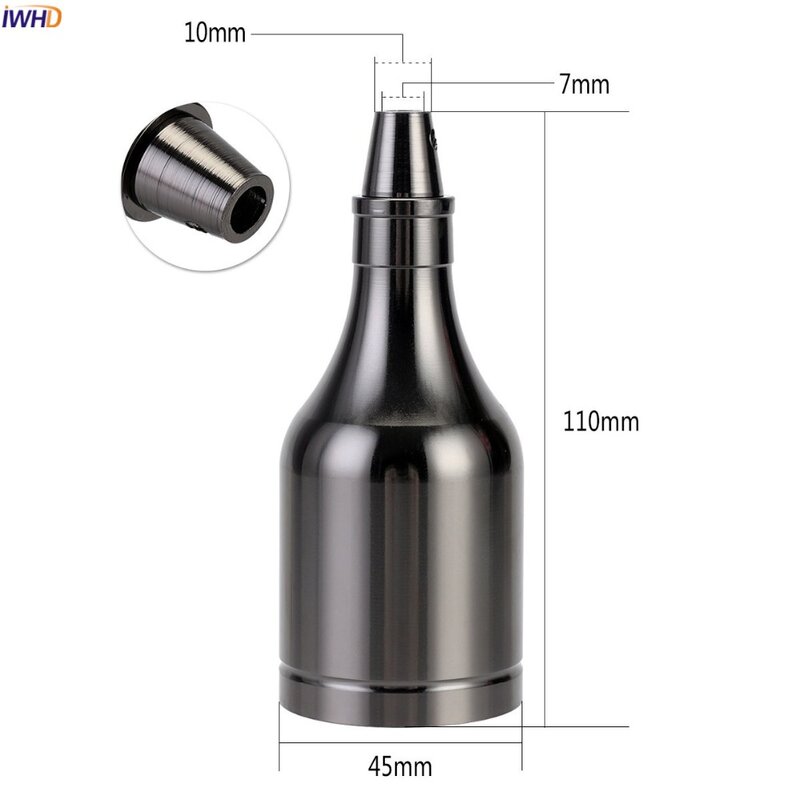 IWHD portalámparas de botella Vintage, portalámparas E27 para bombilla de 110-220V, Base de enchufe de bombilla E27, CE UL