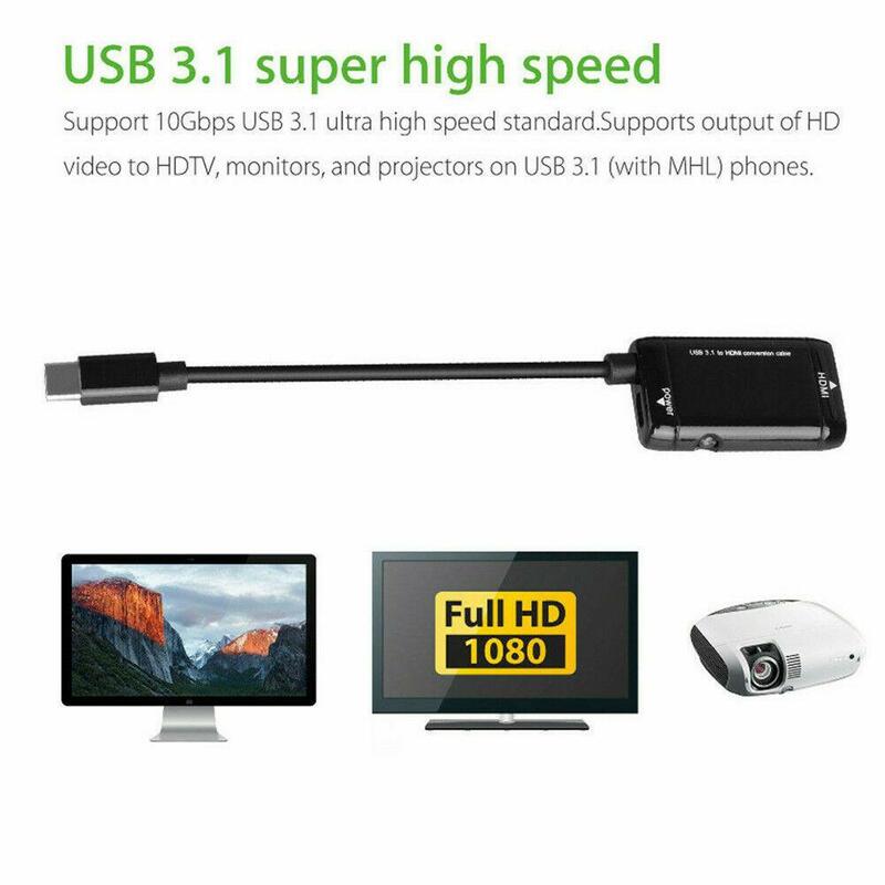 삼성 전자 갤럭시 S8/S9 Plus/Note 8/Macbook 용 HDMI 어댑터 케이블에 C 타입 USB-C