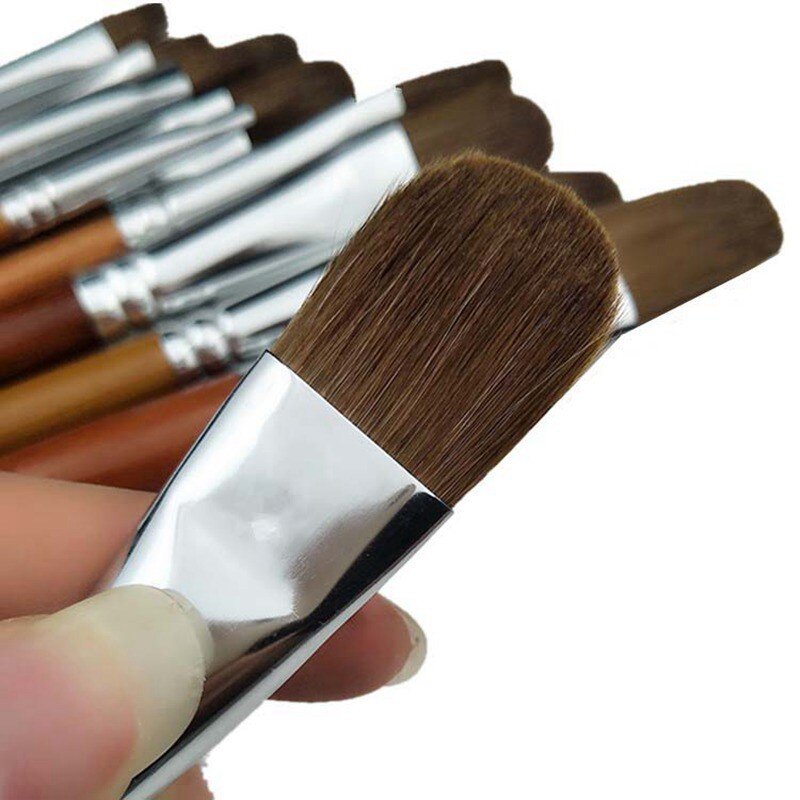 Fine Weasel Hair Paint Brush para Artista, Pincéis de desenho acrílico, Art Supplies, Water Color, Oil, 6pcs