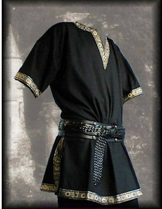 中世ルネッサンスコスチューム男性貴族チュニックバイキング貴族シュヴァリエ騎士戦士ハロウィンコスプレ衣装なしベルト