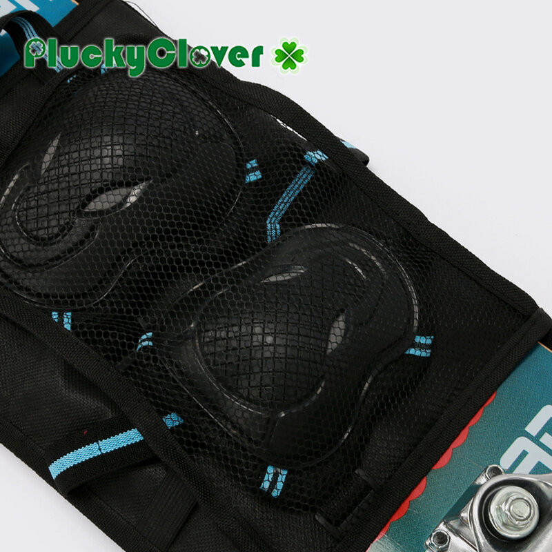 Bolsa de skate com bolso de malha, 1 peça, 82x22cm, para acessórios, rocker duplo, ombro único, bolsa de transporte, centavos, peixes, banana