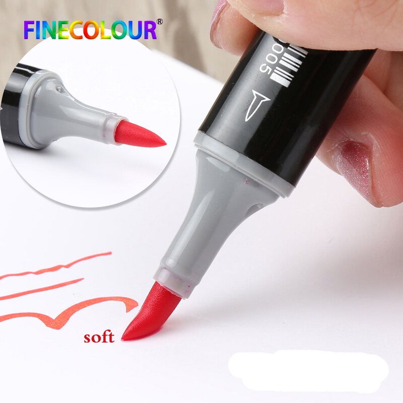 Finecolour-أقلام تلوين احترافية ، مجموعة أقلام تحديد دائمة برأسين ، فرشاة رسم ناعمة ، 480 لونًا