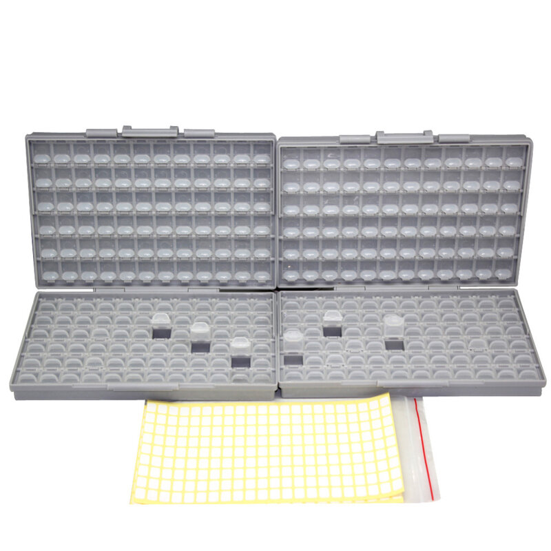 AideTek-Mallette de rangement électronique SMD, boîte à outils en plastique, organisateur de puzzles de résistance, 2 unités, 0603, 0402, 0805, 1206