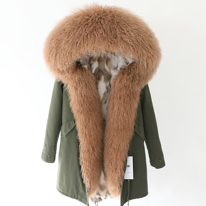 Veste d'hiver pour femme, manteau en fourrure naturelle, doublure de lapin, à la mode, 2020
