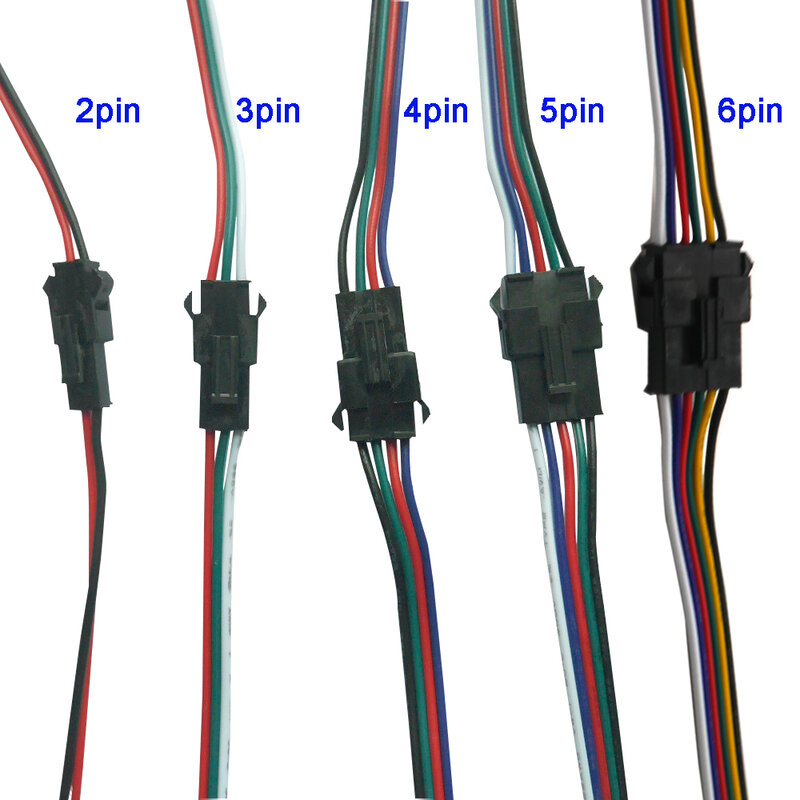 Connecteurs LED JST mâles et femelles pour bande lumineuse, 5 paires ~ 100 paires, 3 broches, 4 broches, 5 broches, 6 broches, 3528, 5050, RGB, RGBW, RGBWW