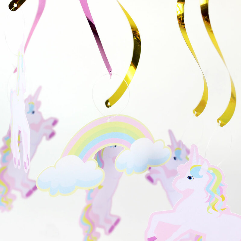 Rainbow unicorn Dekorasi Langit-langit Menggantung Swirl Pink Baby Shower Potongan Perlengkapan Pesta Meriah DIY Dekorasi Acara Party