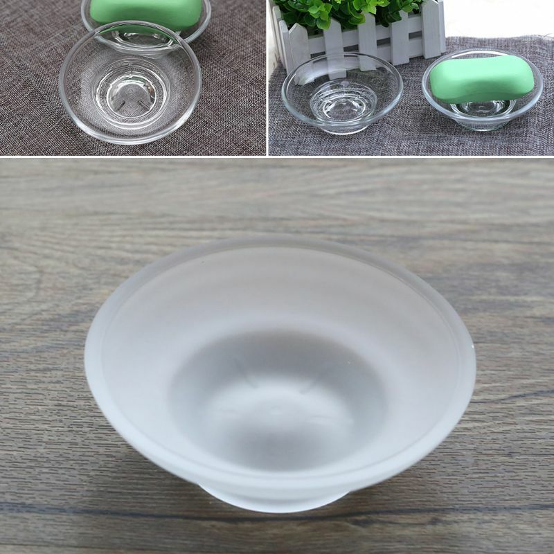 Soap Dish Round Glass Storage Box Clear Holder Accessories For Shower Bathroom Hotel  