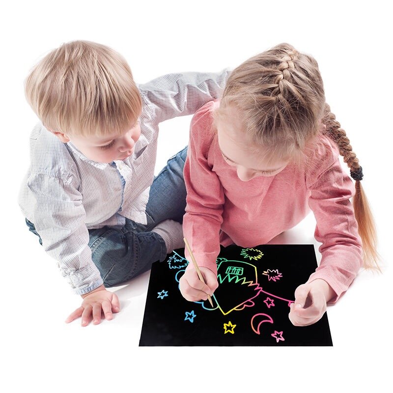 5pcs/set Kids Children's Scratching Paper Pupils Colorful creative A4 Scraping paper Children painted Drawing Book