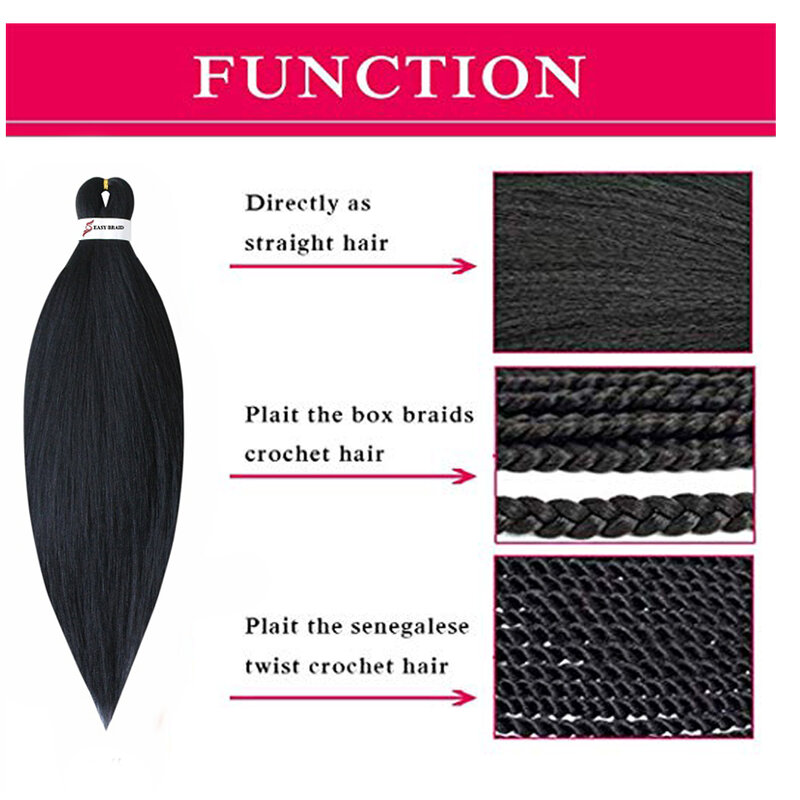 Extensions synthétiques pré-étirées de tresses Jumbo de 66 cm, Perm Yaki Ez, Postiche ombré hair, pour torsion au crochet