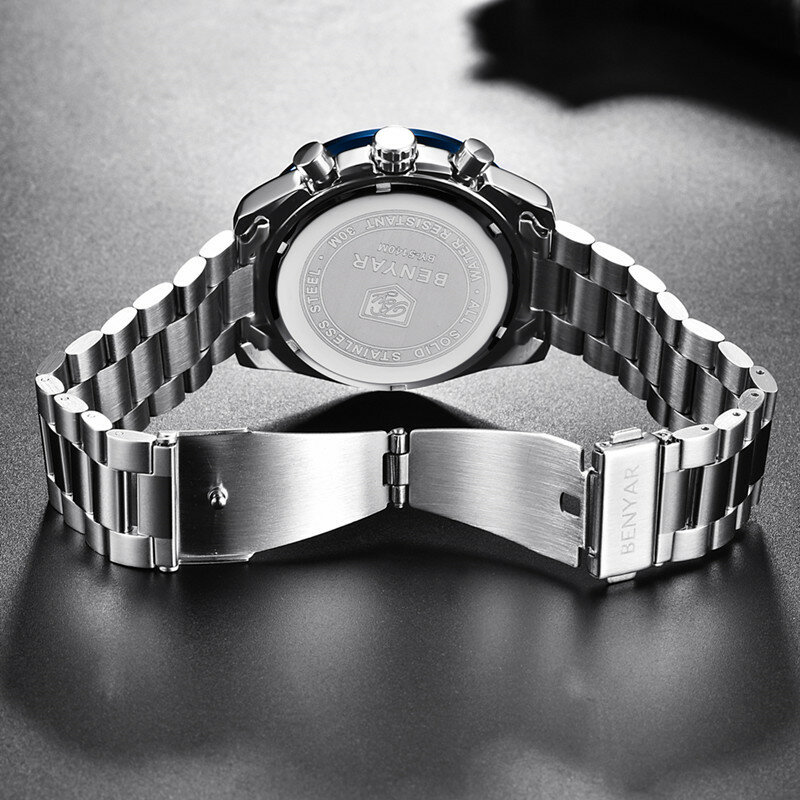 BENYAR 2018 nowych mężczyzna zegarek biznesowy pełna stal kwarcowy Top marka luksusowe sport wodoodporny Casual męski zegarek Relogio Masculino