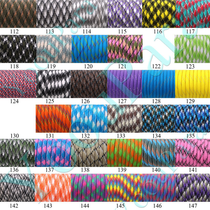 Yooupara cordão de paraquedas com 20 gêmeos, 252 cores paracord 100 pés 550 corda de paraquedas tipo iii 7 fios de corda