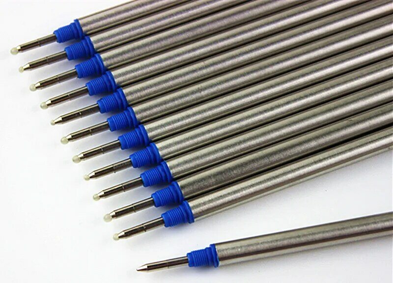 Recarga de caneta esferográfica de rolo, frete grátis lotes de 10 peças para caneta esferográfica de alta qualidade, tinta preta e azul para escolha mb