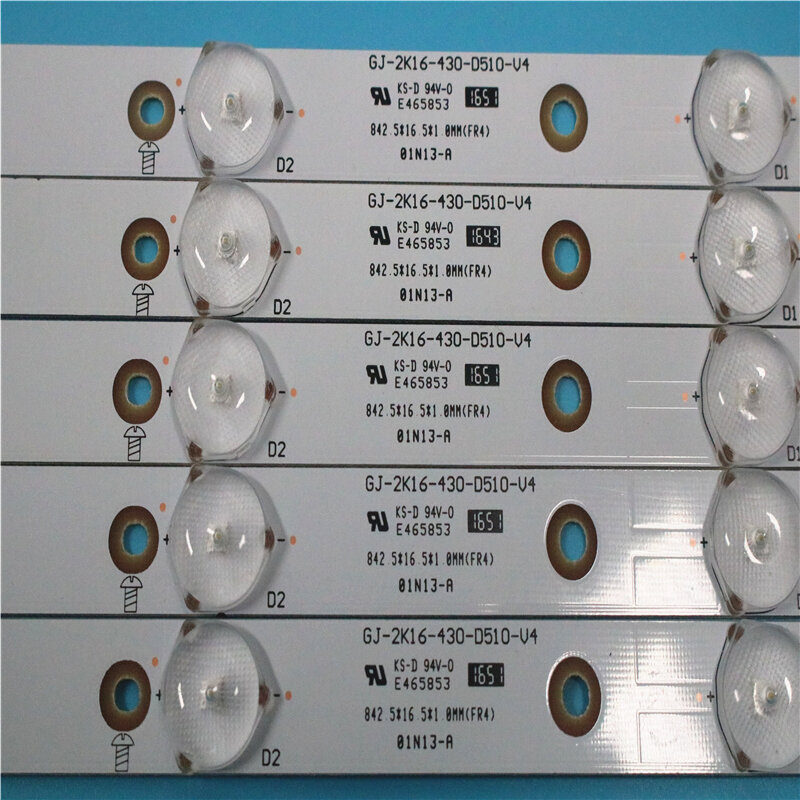Tira de luz de fundo LED para TV Philips 43, GJ-2K16-430-D510-V4, LB43003, V0_02, LB43101, 43PFS4131, 43PFS5531, 43PUT4900, TPT430US, TPT430H3