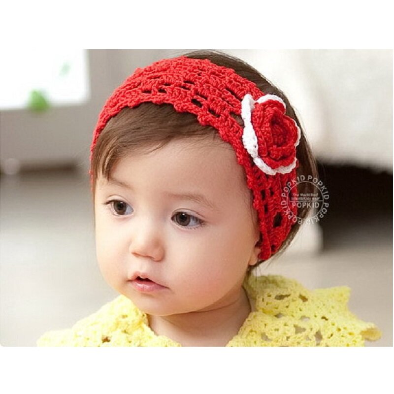 Hooyi-ربطة رأس مطرزة بالزهور للفتيات الصغيرات ، عقال أميرة للأطفال ، إكسسوارات شعر كروشيه لحديثي الولادة H28
