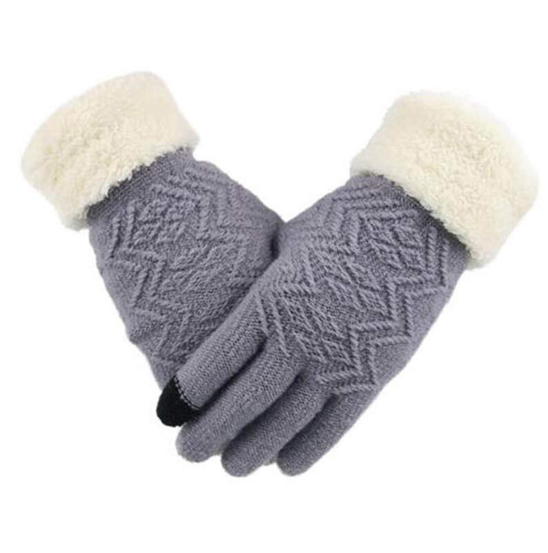 Frauen Gestrickte Handschuhe Weibliche Verdicken Fäustlinge Winter Warme Handschuhe Damen Volle Finger Weiche Stretch Stricken Handschuhe KQ6