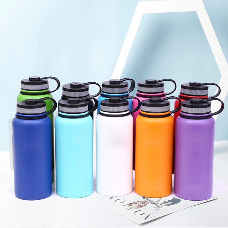 New 2019 Water Bottle Stainless Steel Insulated Portable Firm Durable Wide Mouth GYM Outdoors Sports 18oz/ 32oz/40oz With Lid