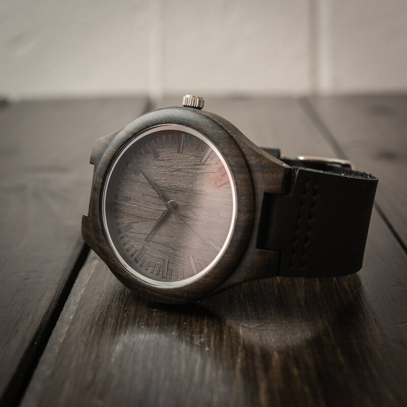 Para O Meu Noivo-Gravado Relógio Homens Personalizados em madeira de Ébano De Madeira Relógios De Relógios De Luxo Relógio de Pulso Presentes de Feriado de Aniversário
