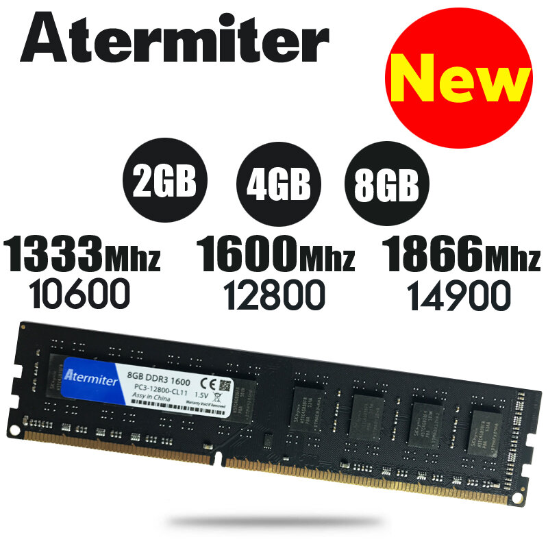 Nuevo 4 GB DDR3 PC3-10600 1333 MHz PC de escritorio DIMM memoria RAM 240 pines para intel amd radiador 2 GB 8 GB 1866 Mhz 1600 Mhz 8G 1866G 1600