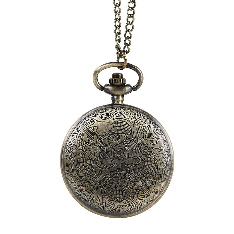 Reloj de bolsillo retro de bronce grande clásico hueco chino "FU" con