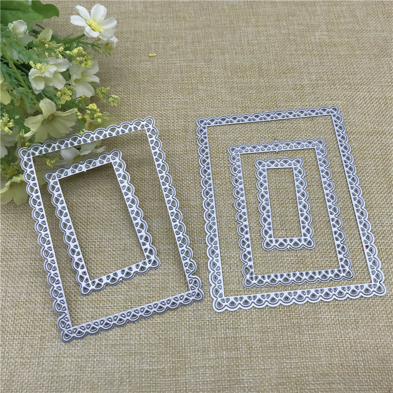 Stitched Scallop Rectangle Frame Metal Cutting Dies Stencils For Card Making Decorative Embossing Suit Paper Cards Stamp DIY