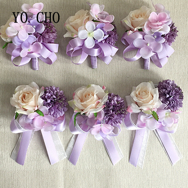 Yo Cho Prom Pernikahan Hydrangea Pengantin Gelang Mawar Buatan Tangan Boutonnieres Pengantin Pengiring Pengantin Pengiring Pria Bunga Boutonnieres