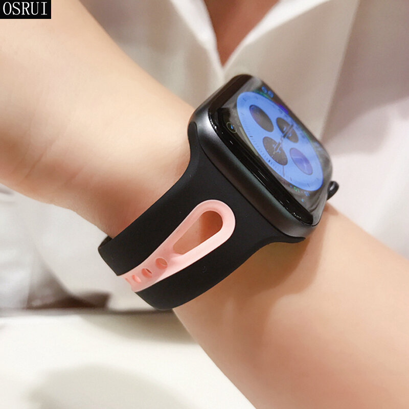 Ремешок для часов apple watch band 5, 4, 44, 40 мм, ремешок для часов apple watch 42, 38 мм, силиконовый браслет iwatch band 4, 3, 2