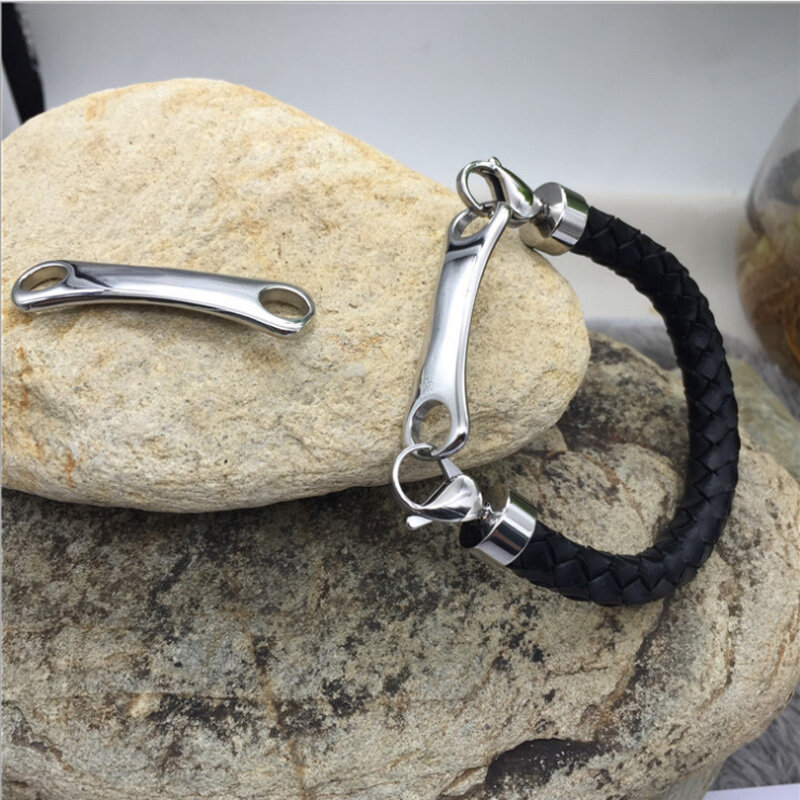 Wholesale Custom Charm Bone Shape Stainless Steel Connectors Pendant Charm For Bracelets Making 50pcs/lot