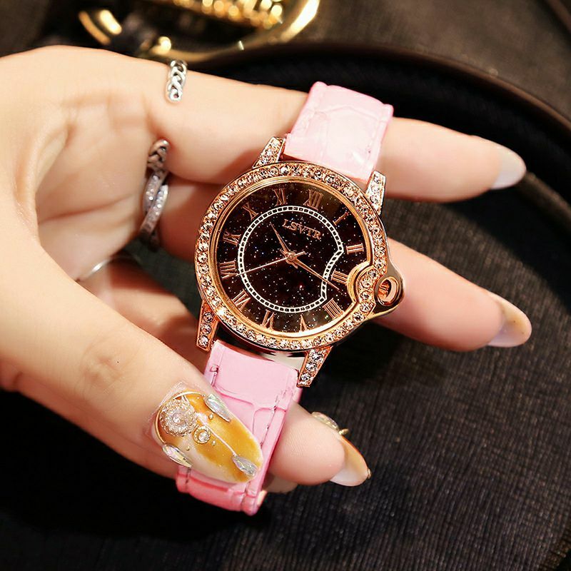 Relojes de lujo para mujer, relojes de pulsera de cuarzo con diamantes de cielo estrellado magnético para mujer