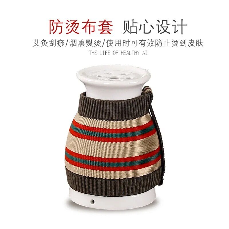 Alat Perawatan Moxibustion Pot Keramik Cangkir Bekam Pijat Dapat Cangkir Pijat Moxa Penghilang Pemanasan Terapi Tradisional untuk Lengan Kaki Perut