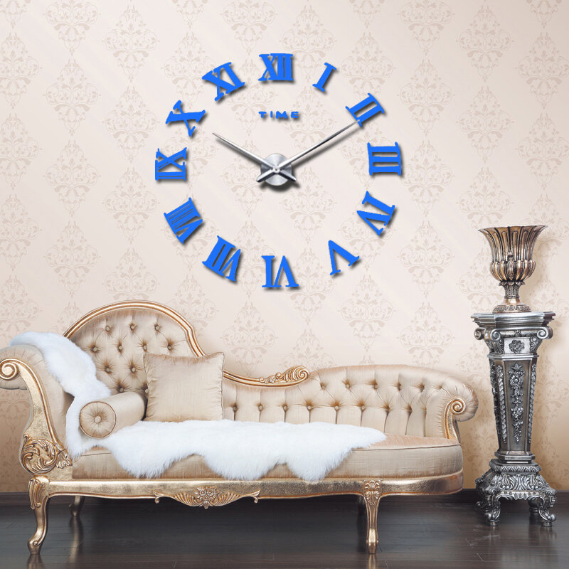 Reloj de pared con pegatina para sala de estar, espejo romano grande, relojes de cuarzo modernos, bricolaje, promoción, nuevo, decoración del hogar, moda