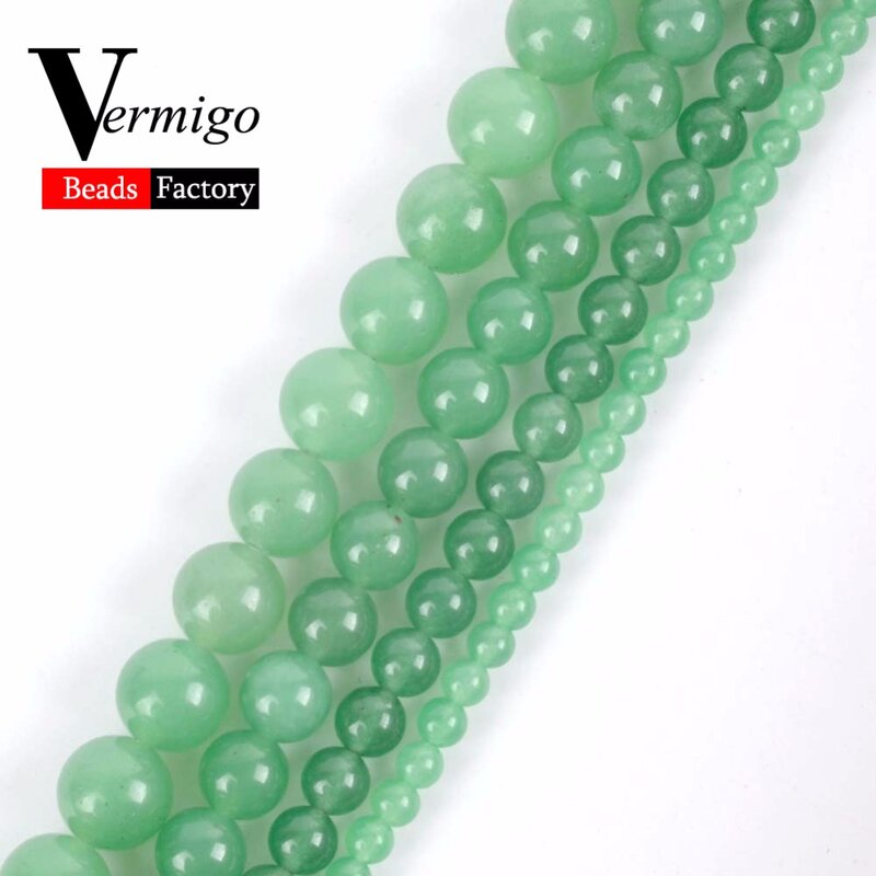 Großhandel Grün Chalcedon Jade Natürliche Stein Perlen Runde Lose Perlen Für Schmuck Machen 4-12mm Diy Armband 15"