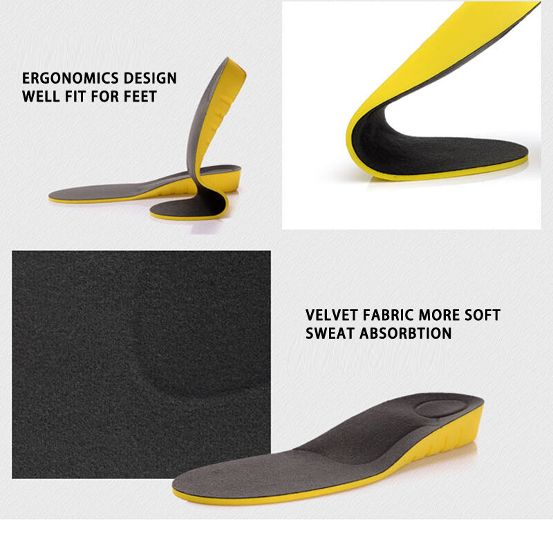Height increase insoles for men/women 2/3/5 cm up invisiable arch support orthopedic insoles shock absorption blue/black color