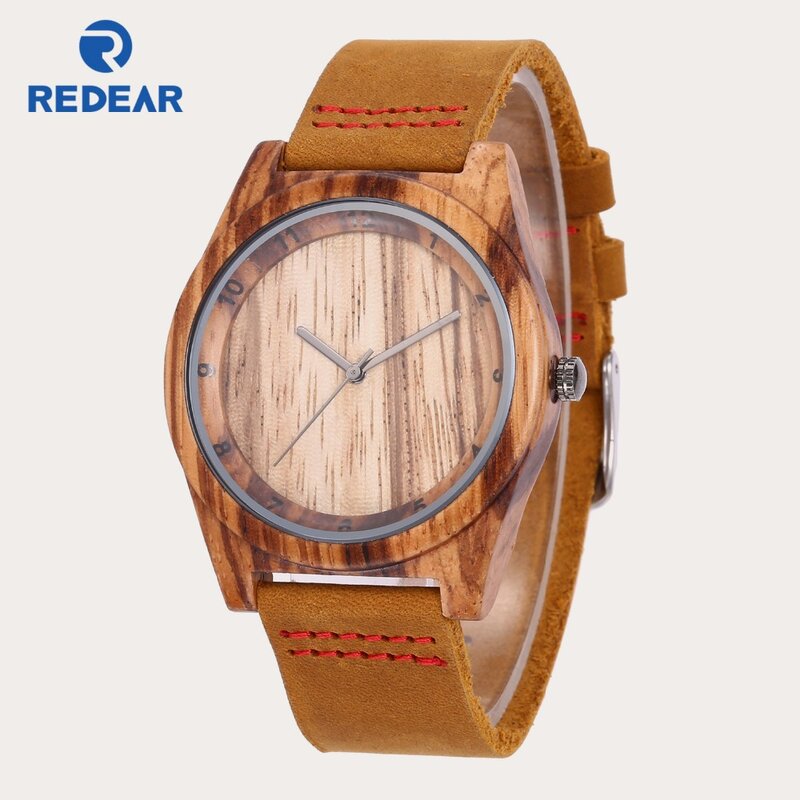 Reloj de madera resistente al agua para hombre, relojes de madera de cuero Real de lujo superior de arce de Bambú