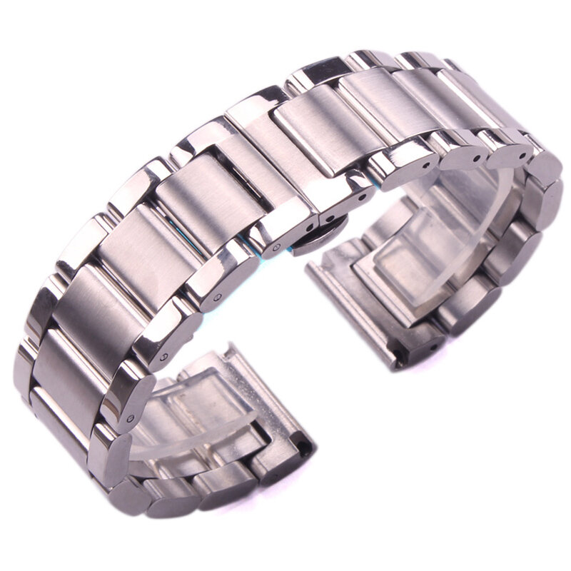 Sólido 316l aço inoxidável pulseiras de prata 18mm 20mm 21mm 22mm 23mm 24mm metal relógio banda pulseira relógios de pulso pulseira