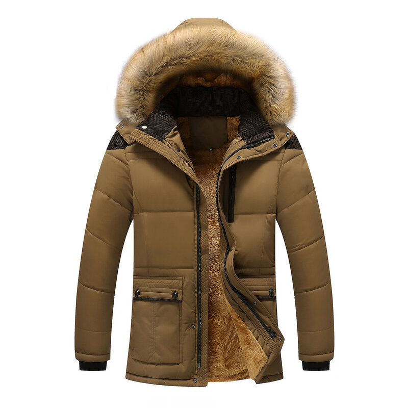 M-5XL毛皮の襟フード付き男性の冬のジャケット2023新ファッション暖かいウールライナー男ジャケットとコート防風男性パーカーcasaco