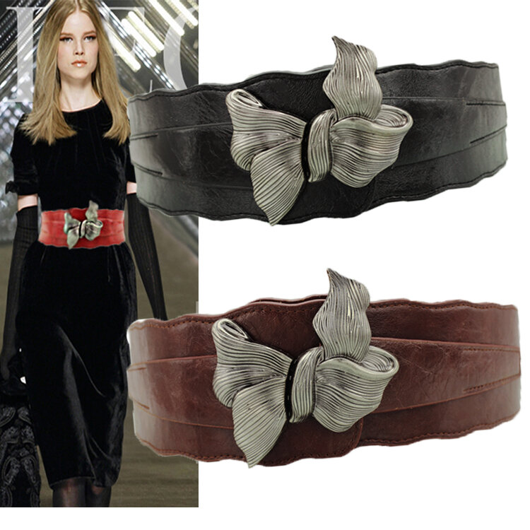 Cinturón de cuero para mujer, abrigo ancho, cinturón de decoración, cinturón sellado en la cintura, vestido de niña, decoración, cadena de cintura, B-8396
