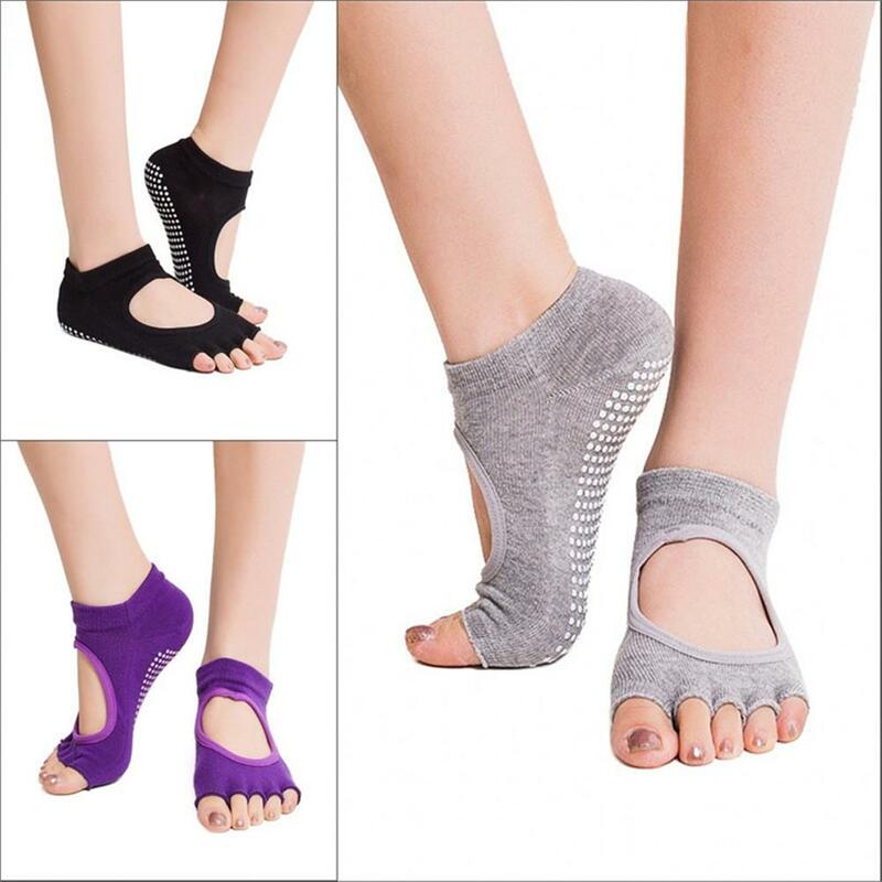 1 Pair Fashion Open Toe Boat Socks Cotton Breathable Ladies Socks Invisible Slippers Silicone Non-slip Socks Shallow Mouth Socks