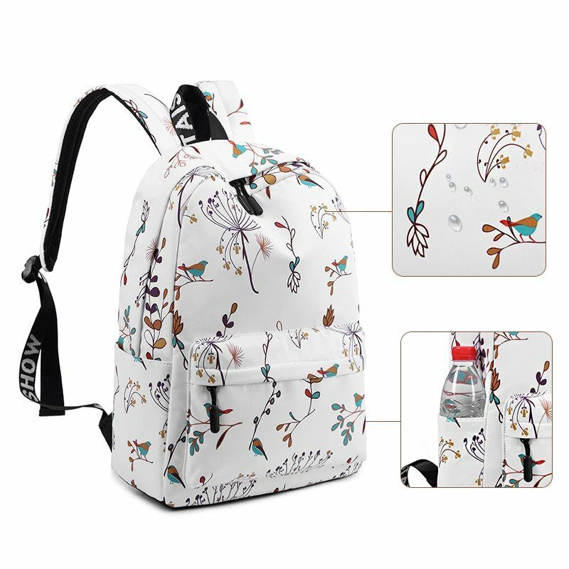 Tourya-mochila impermeable con flores para mujer, morral escolar para adolescentes y niñas, mochila para ordenador portátil, bolsa de viaje