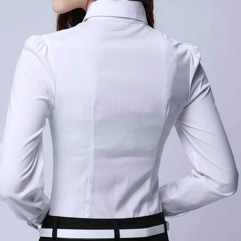 Fashion Formele Shirt Vrouwen Kleding Blouse Slanke Lange Mouwen Witte Blouse Elegante Ol Office Dames Werkkleding Tops Plus Size 5XL