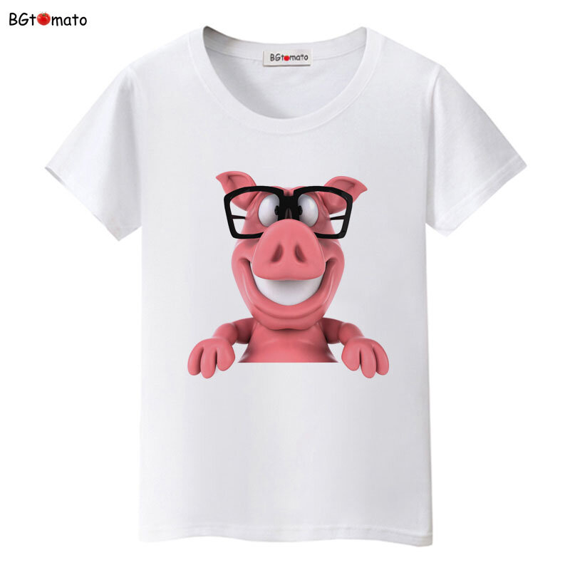 3D sunglasses Pig Cool T-shirt For women lovely cartoon pink pig Tshirt Original Brand Good quality summer Tops Tees