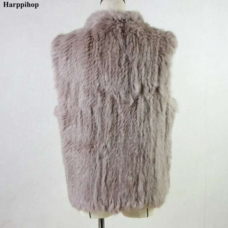 Chaleco de piel de conejo para mujer, abrigo cálido con variedad de colores, color caqui, negro, gris, talla grande, a la moda, nuevo