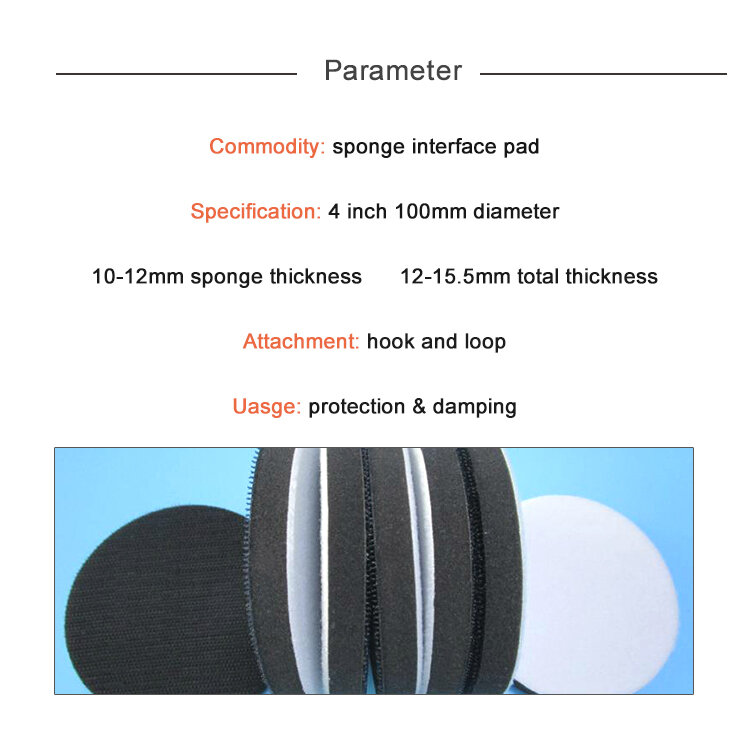 Almofada de interface de esponja de 100mm 4 tamanhos, almofada de proteção para ferramentas de polimento e abrasivos
