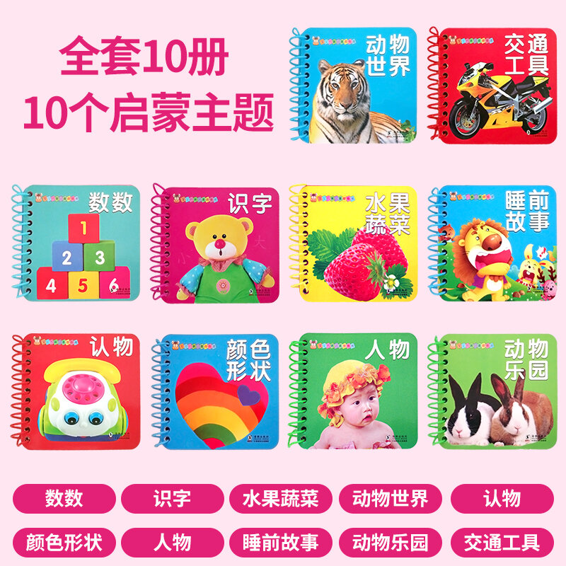 10pcs/set New Early Education Baby Preschool Learning Chinese characters cards with picture ,Left and right brain development