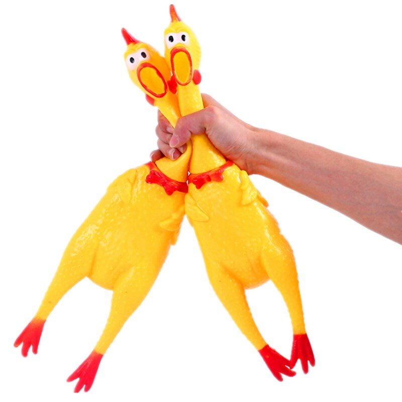 Jouet à mâcher en caoutchouc jaune pour chien, poulet qui hurle, molaires, durable et amusant