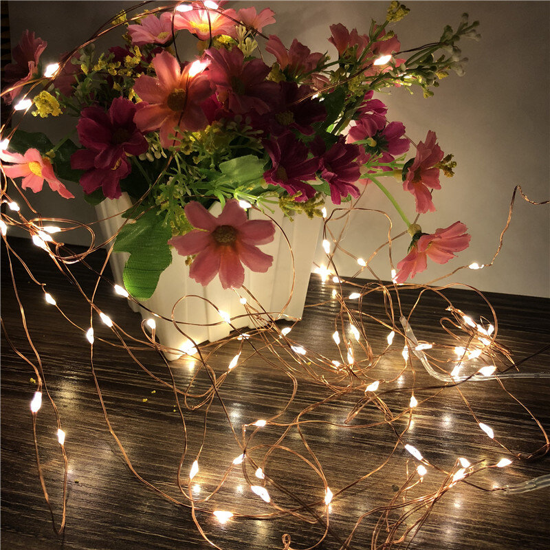 Nouveau fil de cuivre argenté de 2M 5M 10M, guirlande lumineuse LED imperméable, éclairage de vacances pour arbre de noël féerique, décoration de fête de mariage