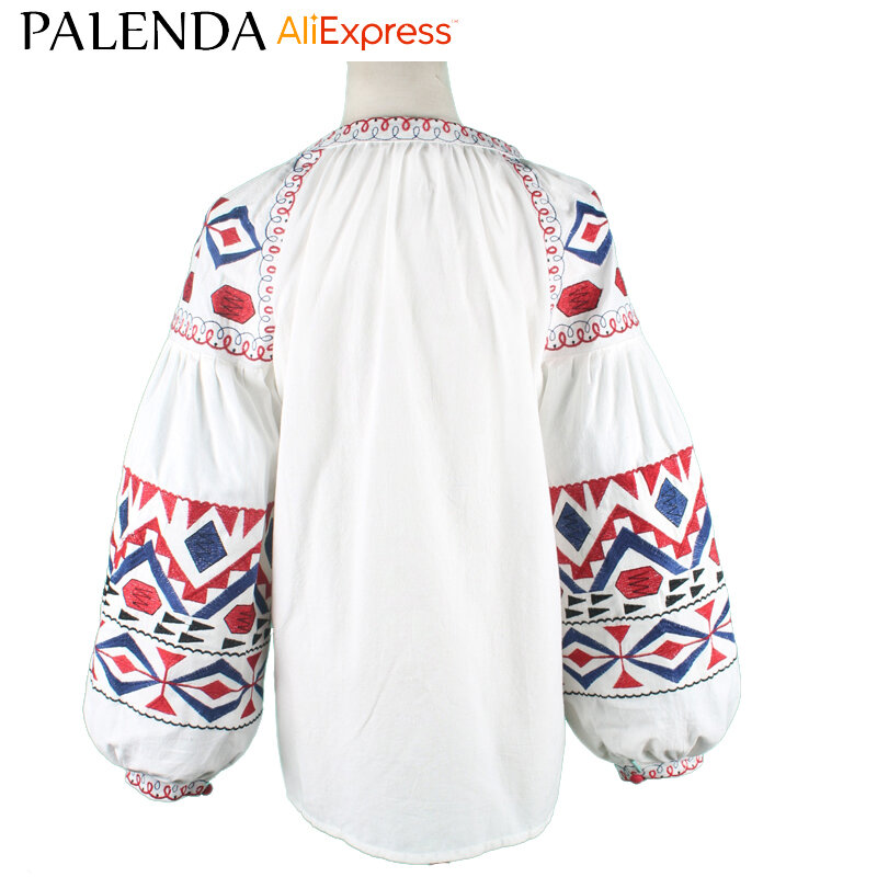 Женская богемная рубашка, свободного покроя, с вышивкой, с рукавами-фонариками, для отдыха, на осень